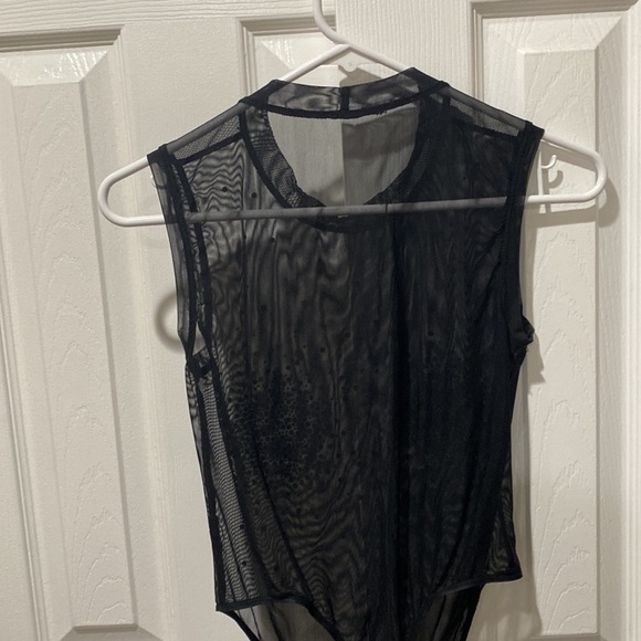 Good American Black Mesh Sequin Bodysuit Size Small - Picture 4 of 9